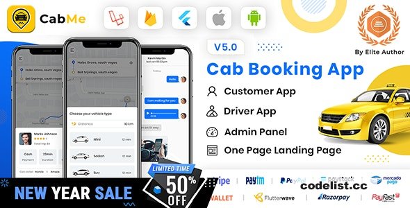 CabME v5.1 – Flutter Complete Taxi app – Taxi Booking Solution