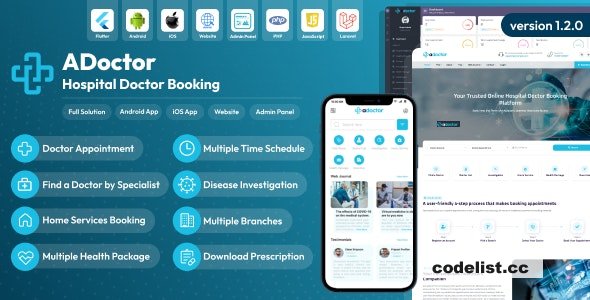 ADoctor v1.2.0 – Hospital Doctor Booking Android and iOS App – nulled